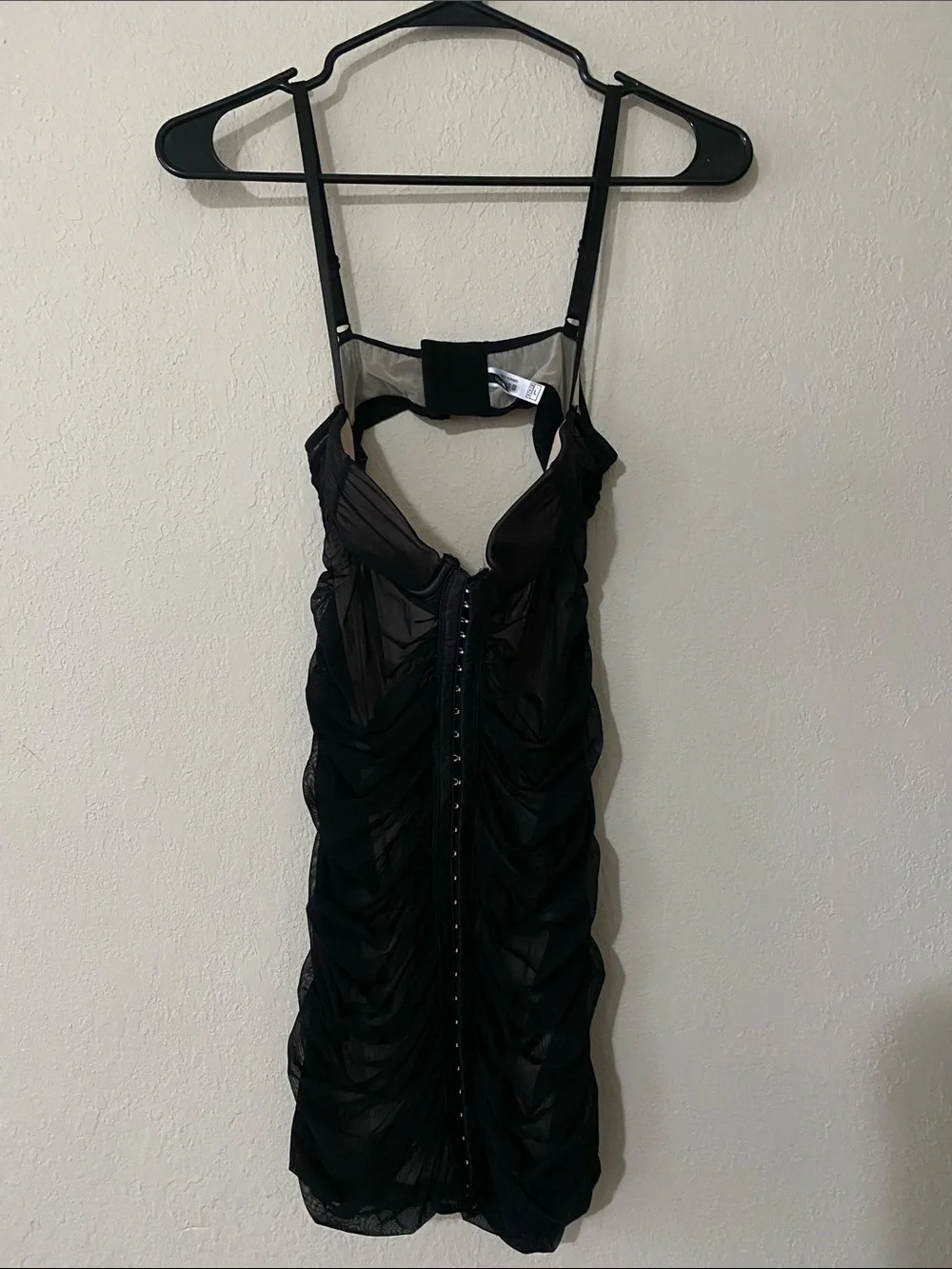 Fashion Nova Black Sheer Ruched Midi Dress